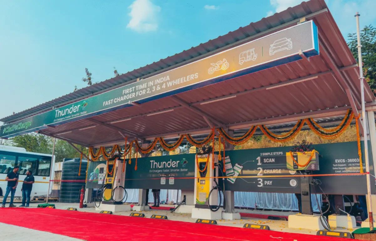 ThunderPlus collaborates with Evey Trans to create a 1.6 MW electric vehicle charging hub close to Vijayawada.